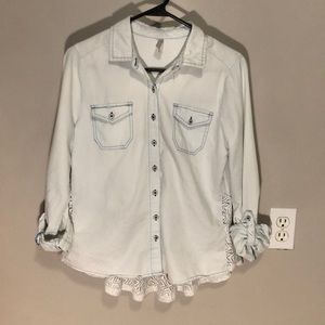 Light wash jean button down